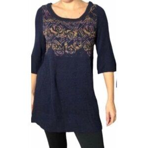 Free People Snug Bug Knit Mini Dress Scoop Neck Alpaca Blend Navy Sz M